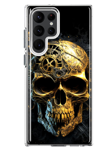 Samsung Galaxy S22 Ultra Steampunk Skull Science Fiction Machinery Double Layer Phone Case Cover