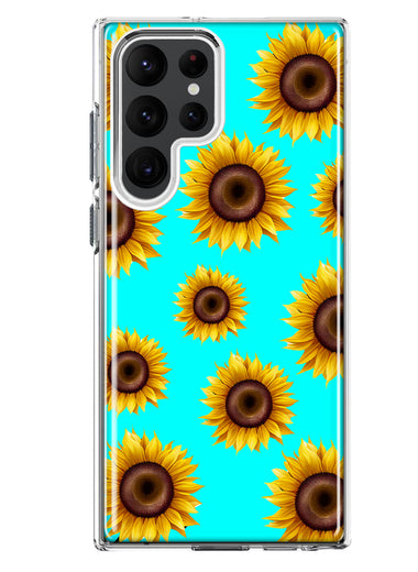 Samsung Galaxy S23 Ultra Yellow Sunflowers Polkadot on Turquoise Teal Double Layer Phone Case Cover