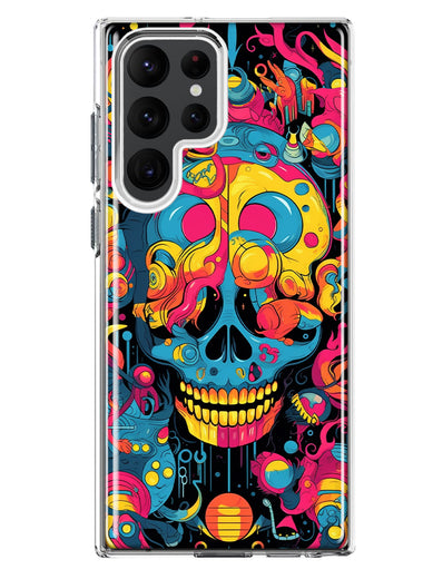 Samsung Galaxy S22 Ultra Psychedelic Trippy Death Skull Pop Art Hybrid Protective Phone Case Cover