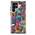 Samsung Galaxy S22 Ultra Psychedelic Trippy Happy Aliens Characters Hybrid Protective Phone Case Cover