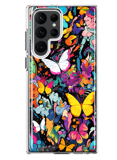 Samsung Galaxy S22 Ultra Psychedelic Trippy Butterflies Pop Art Hybrid Protective Phone Case Cover