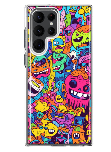 Samsung Galaxy S22 Ultra Psychedelic Trippy Happy Characters Pop Art Hybrid Protective Phone Case Cover