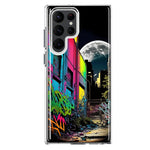 Samsung Galaxy S22 Ultra Urban City Full Moon Graffiti Painting Art Hybrid Protective Phone Case Cover