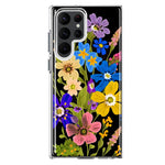 Samsung Galaxy S22 Ultra Blue Yellow Vintage Spring Wild Flowers Floral Hybrid Protective Phone Case Cover