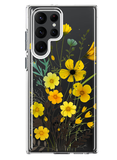 Samsung Galaxy S23 Ultra Yellow Summer Flowers Floral Hybrid Protective Phone Case Cover