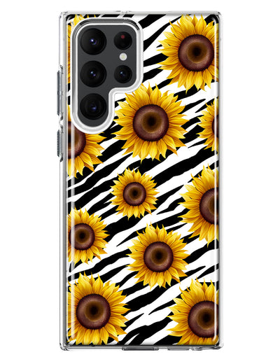 Samsung Galaxy S23 Ultra White Zebra Sunflowers Polkadots Double Layer Phone Case Cover