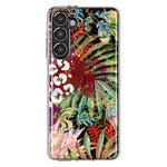 Samsung Galaxy S23 Leopard Tropical Flowers Vacation Dreams Hibiscus Floral Hybrid Protective Phone Case Cover