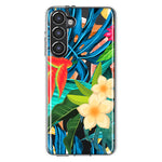 Samsung Galaxy S23 Plus Blue Monstera Pothos Tropical Floral Summer Flowers Hybrid Protective Phone Case Cover