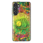 Samsung Galaxy S23 Love Softball Girls Glove Green Tie Dye Swirl Paint Hybrid Protective Phone Case Cover