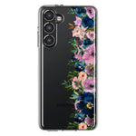 Samsung Galaxy S23 Navy Blue Summer Watercolor Floral Classic Purple Flowers Hybrid Protective Phone Case Cover