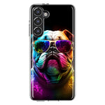 Samsung Galaxy S23 Plus Neon Rainbow Glow Bulldog Hybrid Protective Phone Case Cover