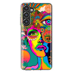 Samsung Galaxy S23 Neon Rainbow Psychedelic Hippie One Eye Pop Art Hybrid Protective Phone Case Cover