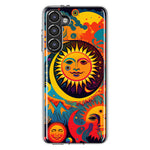 Samsung Galaxy S23 Neon Rainbow Psychedelic Indie Hippie Sun Moon Hybrid Protective Phone Case Cover