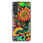 Samsung Galaxy S23 Plus Neon Rainbow Psychedelic Indie Hippie Sunflowers Hybrid Protective Phone Case Cover