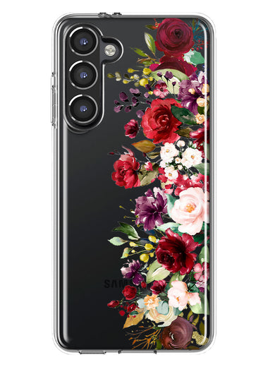 Samsung Galaxy S23 Red Summer Watercolor Floral Bouquets Ruby Flowers Hybrid Protective Phone Case Cover
