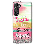 Samsung Galaxy S23 Summer Brush Strokes Sunrise Sunburn Sunset Repeat Hybrid Protective Phone Case Cover