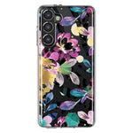 Samsung Galaxy S23 Zebra Stripes Tropical Flowers Purple Blue Summer Vibes Hybrid Protective Phone Case Cover