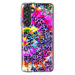 Samsung Galaxy S23 Vibrant Pink Purple Tie Dye Summer Leopard Swirl Rainbow Hybrid Protective Phone Case Cover