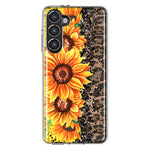 Samsung Galaxy S23 Yellow Summer Sunflowers Brown Leopard Honeycomb Hybrid Protective Phone Case Cover