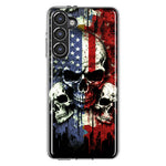 Samsung Galaxy S23 Plus American USA Flag Skulls Blue Red Double Layer Phone Case Cover