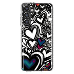 Samsung Galaxy S23 Black White Hearts Love Graffiti Hybrid Protective Phone Case Cover