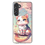 Samsung Galaxy S23 Kawaii Manga Pink Cherry Blossom Cute Cat Hybrid Protective Phone Case Cover