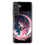 Samsung Galaxy S23 Plus Kawaii Manga Pink Cherry Blossom Dreaming Moon Girl Hybrid Protective Phone Case Cover