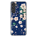 Samsung Galaxy S23 Kawaii Japanese Pink Cherry Blossom Navy Blue Hybrid Protective Phone Case Cover