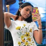 Samsung Galaxy S21 Ultra Colorful Yellow Pink Folk Style Floral Vibrant Spring Flowers Hybrid Protective Phone Case Cover