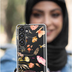 Samsung Galaxy A14 Peach Meadow Wildflowers Butterflies Bees Watercolor Floral Hybrid Protective Phone Case Cover