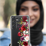 Samsung Galaxy A02S Red Summer Watercolor Floral Bouquets Ruby Flowers Hybrid Protective Phone Case Cover