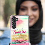 Samsung Galaxy A14 Summer Brush Strokes Sunrise Sunburn Sunset Repeat Hybrid Protective Phone Case Cover