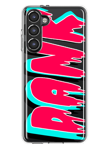 Samsung Galaxy S23 Teal Pink Clear Funny Text Quote Dank Hybrid Protective Phone Case Cover
