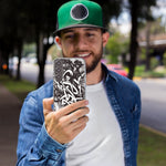 Samsung Galaxy A12 Black White Urban Graffiti Hybrid Protective Phone Case Cover