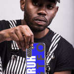 Samsung Galaxy S21 FE Blue Clear Funny Text Quote Bruh GTFO Hybrid Protective Phone Case Cover