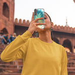 Samsung Galaxy A31 5G Mandala Geometry Abstract Peacock Feather Pattern Hybrid Protective Phone Case Cover