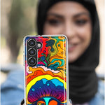 Samsung Galaxy A14 Neon Rainbow Psychedelic Trippy Hippie Big Brain Hybrid Protective Phone Case Cover