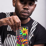 Samsung Galaxy J7 J737 Neon Rainbow Psychedelic Trippy Hippie Daisy Flowers Hybrid Protective Phone Case Cover