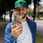 Samsung Galaxy S22 Ultra Neon Rainbow Psychedelic Trippy Hippie Multiple Eyes Hybrid Protective Phone Case Cover