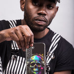 Samsung Galaxy J3 J337 Fantasy Skull Headphone Colorful Pop Art Hybrid Protective Phone Case Cover