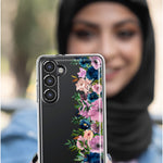 LG Stylo 6 Navy Blue Summer Watercolor Floral Classic Purple Flowers Hybrid Protective Phone Case Cover