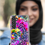 Samsung Galaxy S21 Vibrant Pink Purple Tie Dye Summer Leopard Swirl Rainbow Hybrid Protective Phone Case Cover