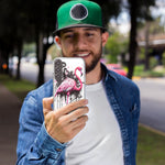 Motorola Moto One 5G Ace Pink Flamingo Painting Graffiti Hybrid Protective Phone Case Cover