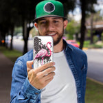 Samsung Galaxy S10e Pink Flamingo Painting Graffiti Hybrid Protective Phone Case Cover
