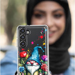 Samsung Galaxy A21 Gnome Red Purple Blue Roses Garden Hybrid Protective Phone Case Cover