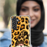 Samsung Galaxy S22 Ultra Gnome Sunflower Leopard Hybrid Protective Phone Case Cover