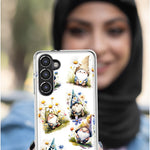 Samsung Galaxy A21 Cute White Blue Daisies Gnomes Hybrid Protective Phone Case Cover