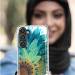 Samsung Galaxy A12 Mandala Geometry Abstract Peacock Feather Pattern Hybrid Protective Phone Case Cover