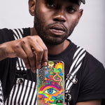 LG Aristo 5 Neon Rainbow Psychedelic Trippy Hippie Multiple Eyes Hybrid Protective Phone Case Cover