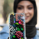 Samsung Galaxy S22 Ultra Red Roses Graffiti Painting Art Hybrid Protective Phone Case Cover